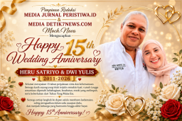 Pimpinan Redaksi Media Online Moch.Nova Sampaikan Ucapan Selamat 15 Tahun Pernikahan Heru Satriyo dan Dwi Yulis