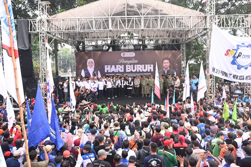 Pengamanan Aksi Mayday 2026 Jatim Berjalan Tertib Tuntutan Buruh Disampaikan Damai