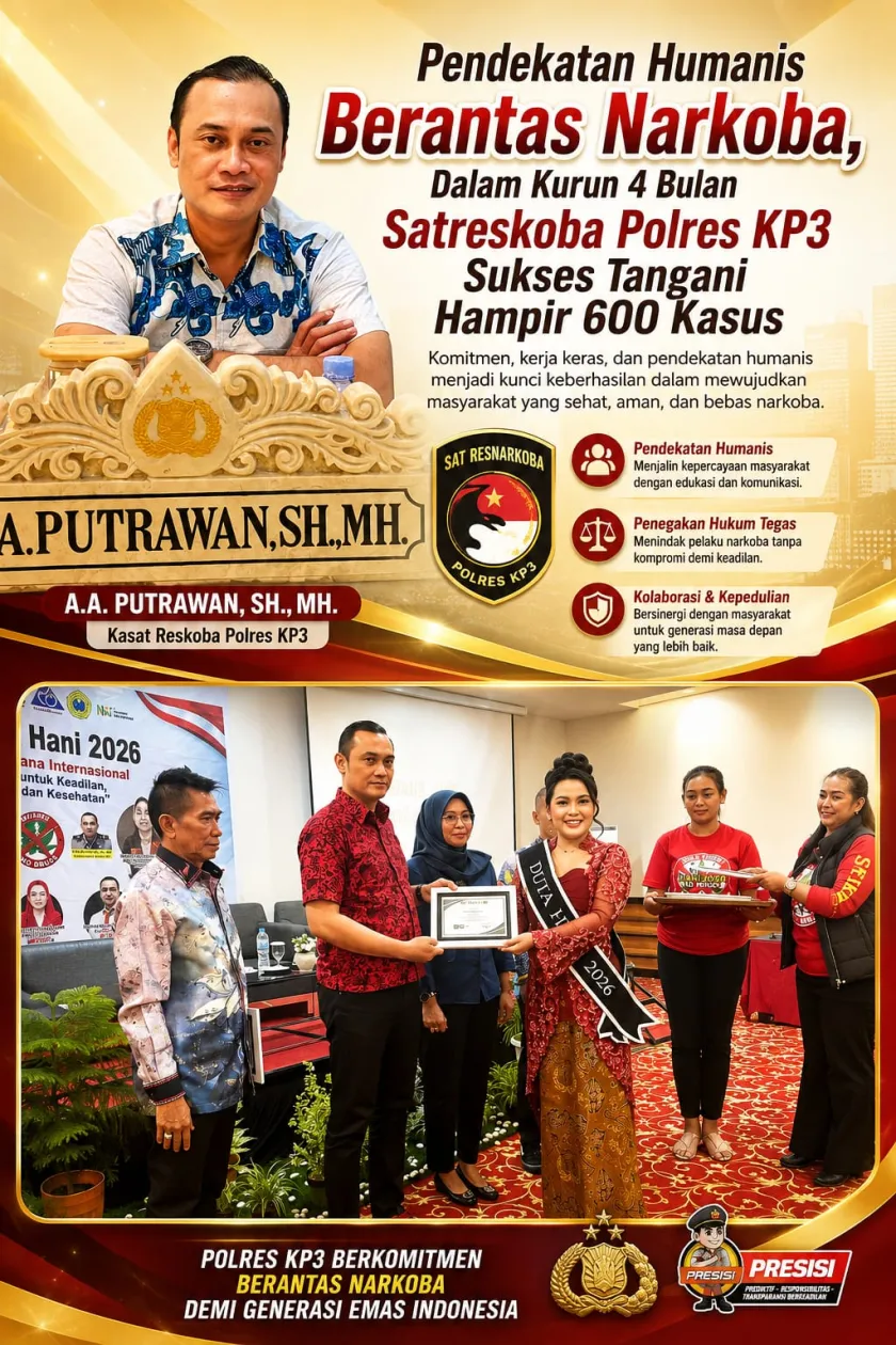 Pendekatan Humanis Berantas Narkoba, Dalam Kurun 4 Bulan Satreskoba Polres KP3 Sukses Tangani Hampir 600 Kasus