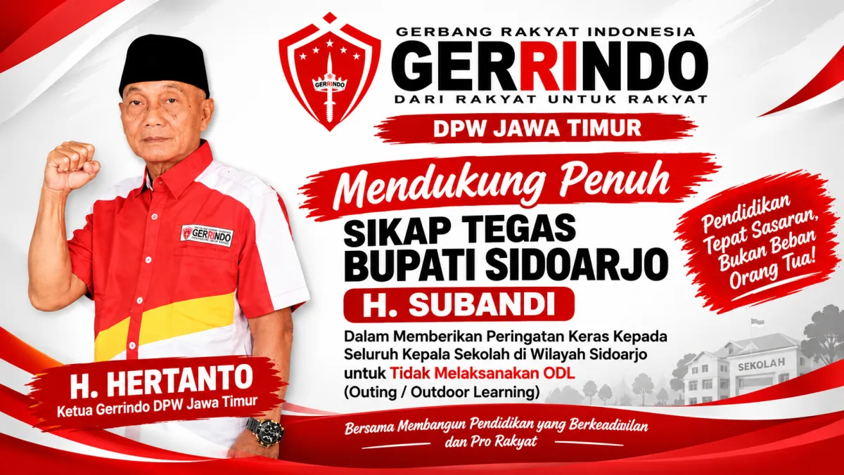 H.Hertanto Ketua Gerrindo DPW Jatim Dukung Ketegasan Bupati Sidoarjo soal ODL Ke Luar Kota
