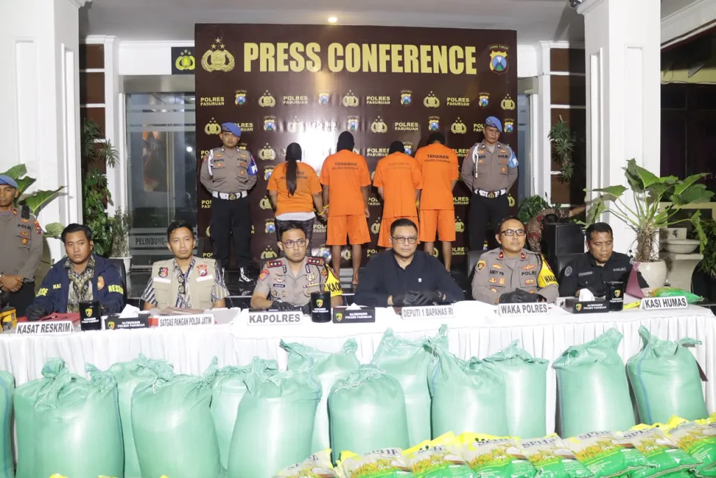 Polres Pasuruan Berhasil Tangkap 4 Tersangka Dugaan Pengemasan Ulang Beras SPHP 