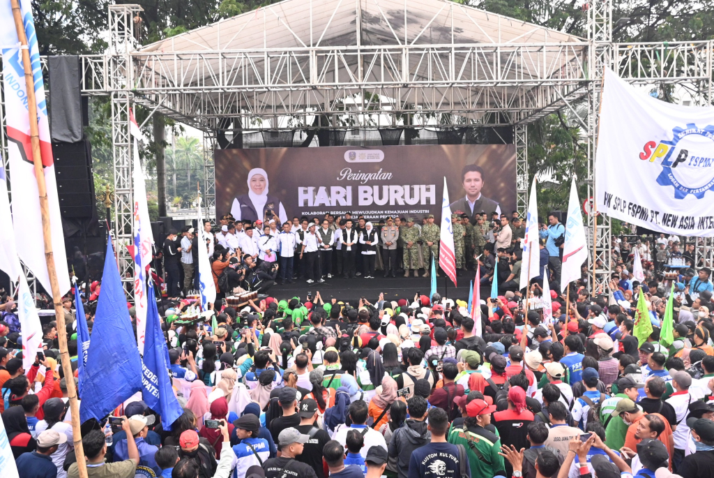Pengamanan Aksi Mayday 2026 Jatim Berjalan Tertib Tuntutan Buruh Disampaikan Damai
