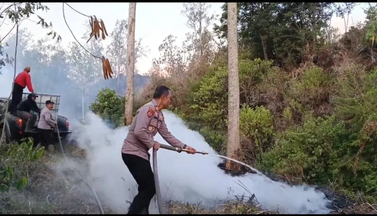 Aksi Heroik AKP Nisin dan Anggota Jinakkan Kebakaran Hutan di Pegunungan